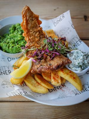 Tofish & chips at Unity Diner in East London
