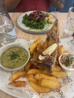 3d Steak and Tofish & Chips  at Unity Diner in East London