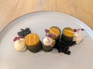 Salmon sashimi at Unity Diner in East London