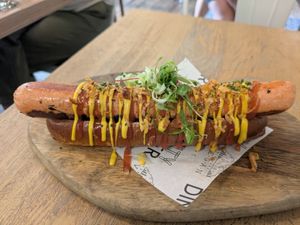 New York style hot dog at Unity Diner in East London