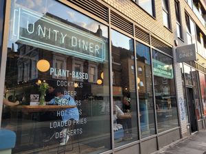 Restaurant front at Unity Diner in East London