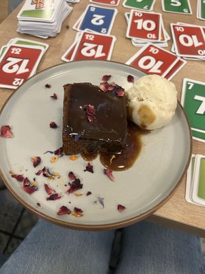 sticky toffee   at Unity Diner in East London
