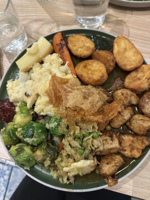 Vegan roast with roast chicken   at Unity Diner in East London
