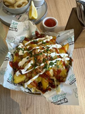 Vegan loaded fries!  at Unity Diner in East London