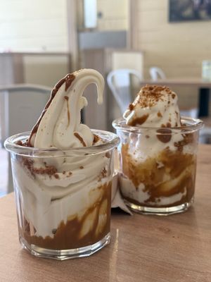 Soft scoop icecream with Biscoff sauce at Unity Diner in East London