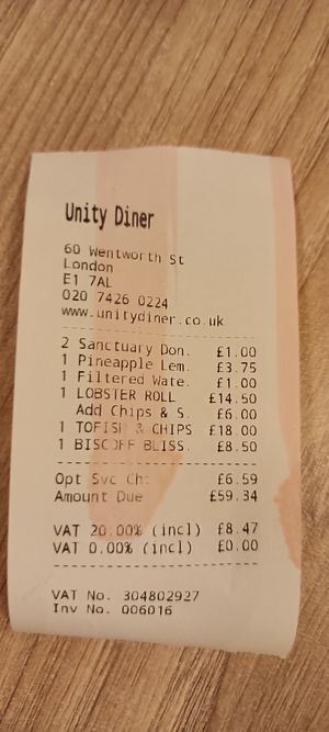  at Unity Diner in East London