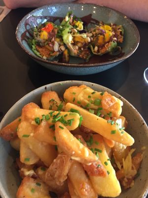 Chips & raw tacos at Unity Diner in East London