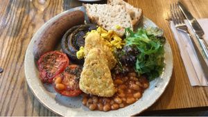 Full vegan English breakfast  at Unity Diner in East London