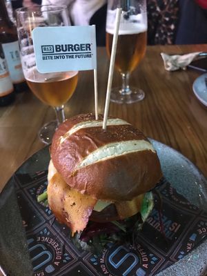 Mountain burger with bakon at Unity Diner in East London