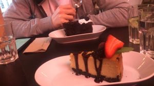 Cheesecake and chocolate cake at Unity Diner in East London