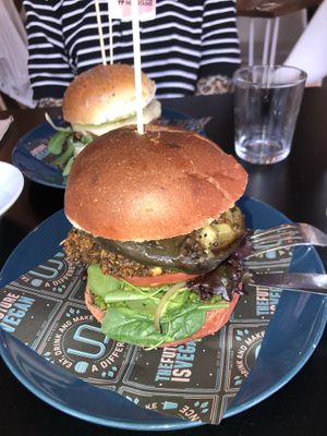 A burger with mushrooms, really nice !  at Unity Diner in East London