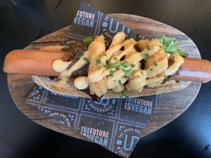 The Surf n’ Turf Hot Dog  at Unity Diner in East London