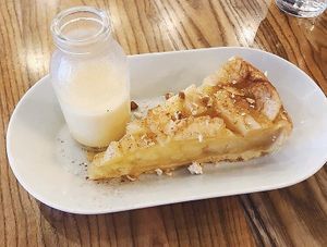 Delicious apple pie and custard  at Unity Diner in East London