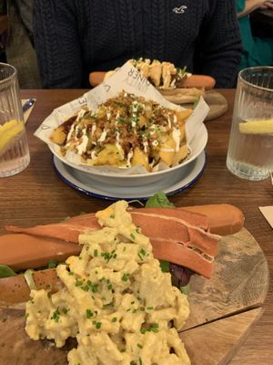 Dirty loaded fries and hot dogs  at Unity Diner in East London
