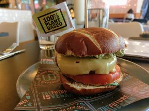 Vegan burger  at Unity Diner in East London