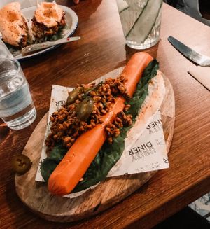 Main course - chilli dog at Unity Diner in East London