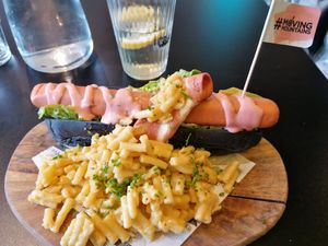 Vegan hot dog at Unity Diner in East London