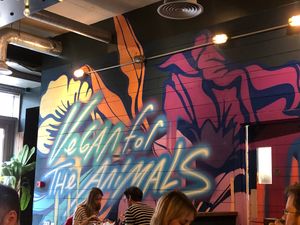 Vegan decor at Unity Diner in East London