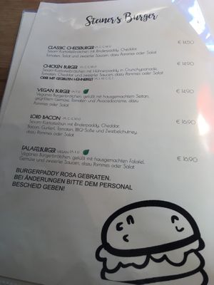 Speisekarte  at Steiner's Cafe Restaurant Weinbar in Pinsdorf