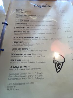 Speisekarte at Steiner's Cafe Restaurant Weinbar in Pinsdorf