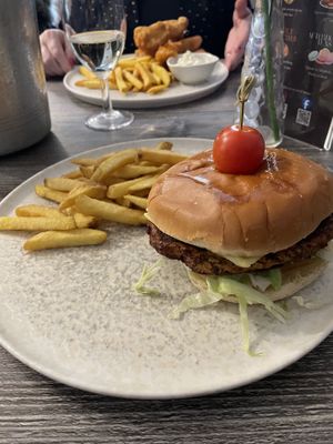 Veggie burger (homemade and vegan by default)  at The Davron Hotel in Fraserburgh