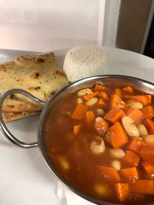 Bean and Sweet Potato Red Thai Curry at The Davron Hotel in Fraserburgh