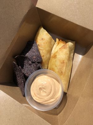 Sofritas taquitos with chipotle sour cream  at Karma 2 Go in Red Bank