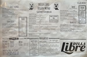 Full vegan menu  at Dilla Libre in Phoenix
