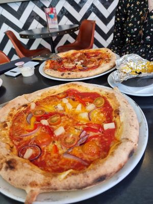 Lovely pizzas with vegan cheese at Pizza Punks in Newcastle Upon Tyne