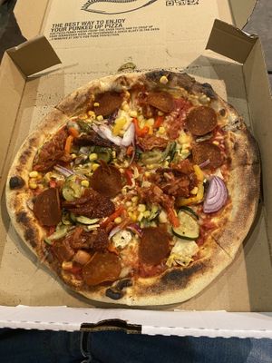 Create your own pizza (I added way too many toppings!)  at Pizza Punks in Newcastle Upon Tyne