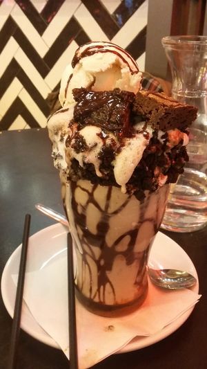 Vegan brownie freakshake at Pizza Punks in Newcastle Upon Tyne