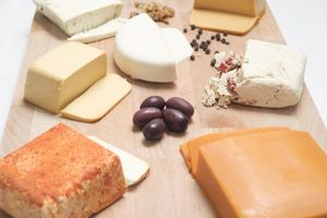 Lots of vegan cheese! Mozzarella, cheddar, muenster, dill havarti, feta... at Cairo Healthy Food in Cairo