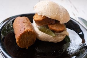 vegan german wurst
 at Cairo Healthy Food in Cairo