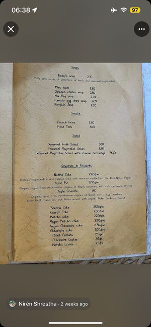 Menu ☺️  at Ananda Tree House in Kathmandu