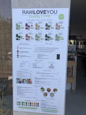 Menu at Raw Love You in Bodrum