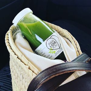Green juice; Chard, apple, orange, cucumber and ginger.  at Raw Love You in Bodrum