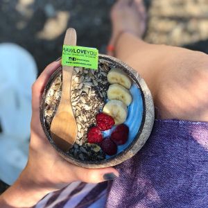 Blue Smoothie Bowl w/ blue spirulina! at Raw Love You in Bodrum