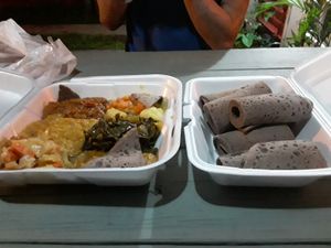 Veggie combo served with injera at Cafe Abyssinia in New Orleans