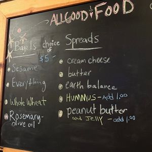 Bagel menu at Allgood Coffee in Weaverville
