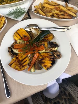 Grilled Mango with mushrooms and warm veg  at Santa Maria in Funchal