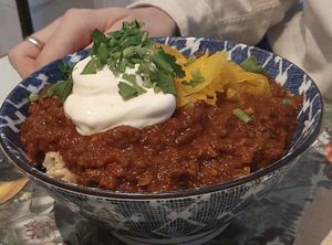 Chilli sin carne #Veganuary at Le Botaniste - Schuman in Brussels