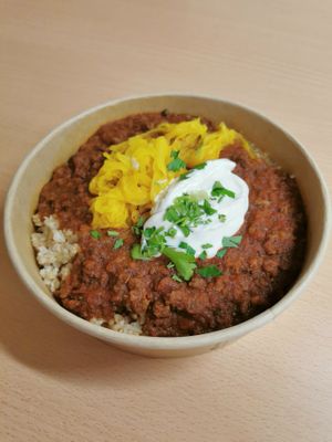 Chili sin carne at Le Botaniste - Schuman in Brussels