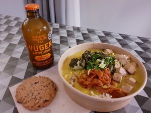 Takeaway evening meal back at my hotel at Le Botaniste - Schuman in Brussels