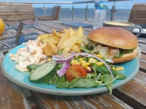 Fab Moving Mountain Burger at Seascape Cafe in Chapel St Leonards