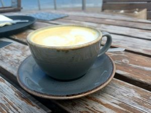 Turmeric latte 😋 at Seascape Cafe in Chapel St Leonards