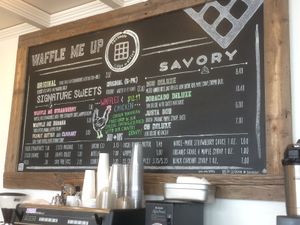 Waffle menu at Waffle Me Up in Boise