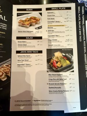 Menu  at JINYA Ramen Bar in Atlanta