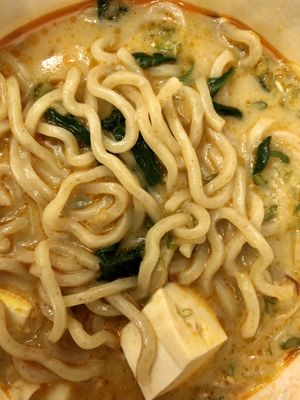 Spicy creamy vegan ramen at JINYA Ramen Bar in Atlanta