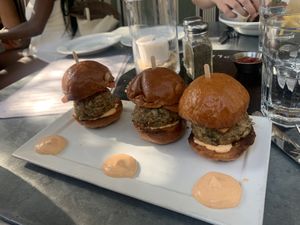 Vegan sliders  at Zinc Cafe and Market in Los Angeles