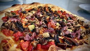 Fire roasted veggies the only mod ,is that you have to ask for no cheese. The flavor was very scrumptious.  at Zinc Cafe and Market in Los Angeles